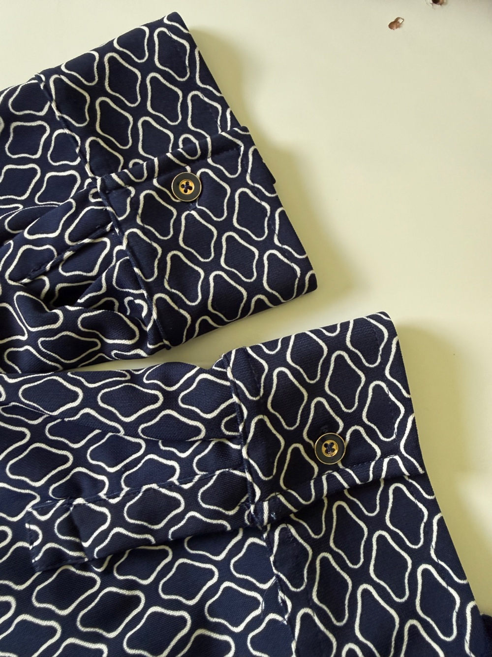 Talbots Navy and White Geometric Tie-Waist Long Sleeve Shirt Dress Large - Picture 11 of 12